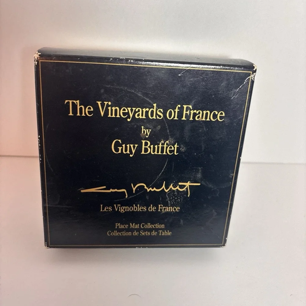 Guy Buffet Vineyards of France Coasters Set of 5 Cork Back French Wine Art